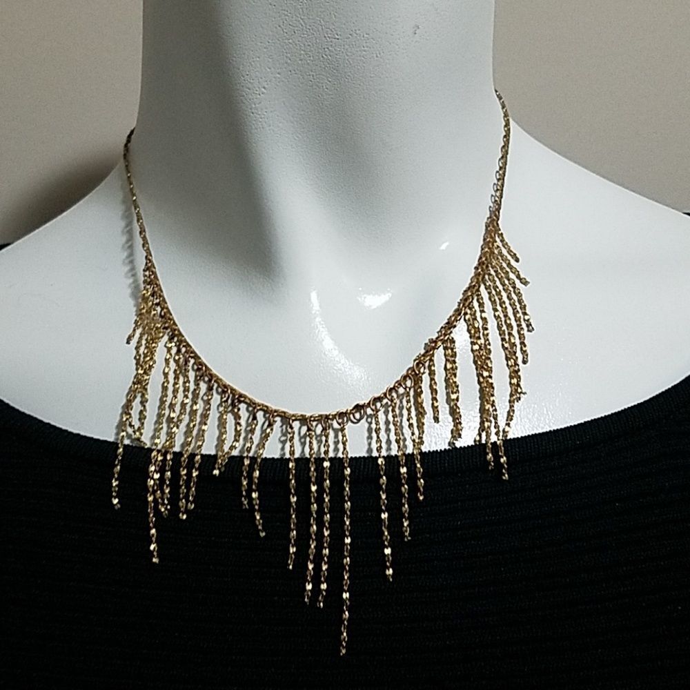 Gold Tone Dangling Necklace (15.5")